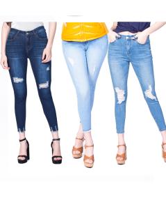 Paquete X3 Piezas Jeans Pantalón Dama Mezclilla Strech